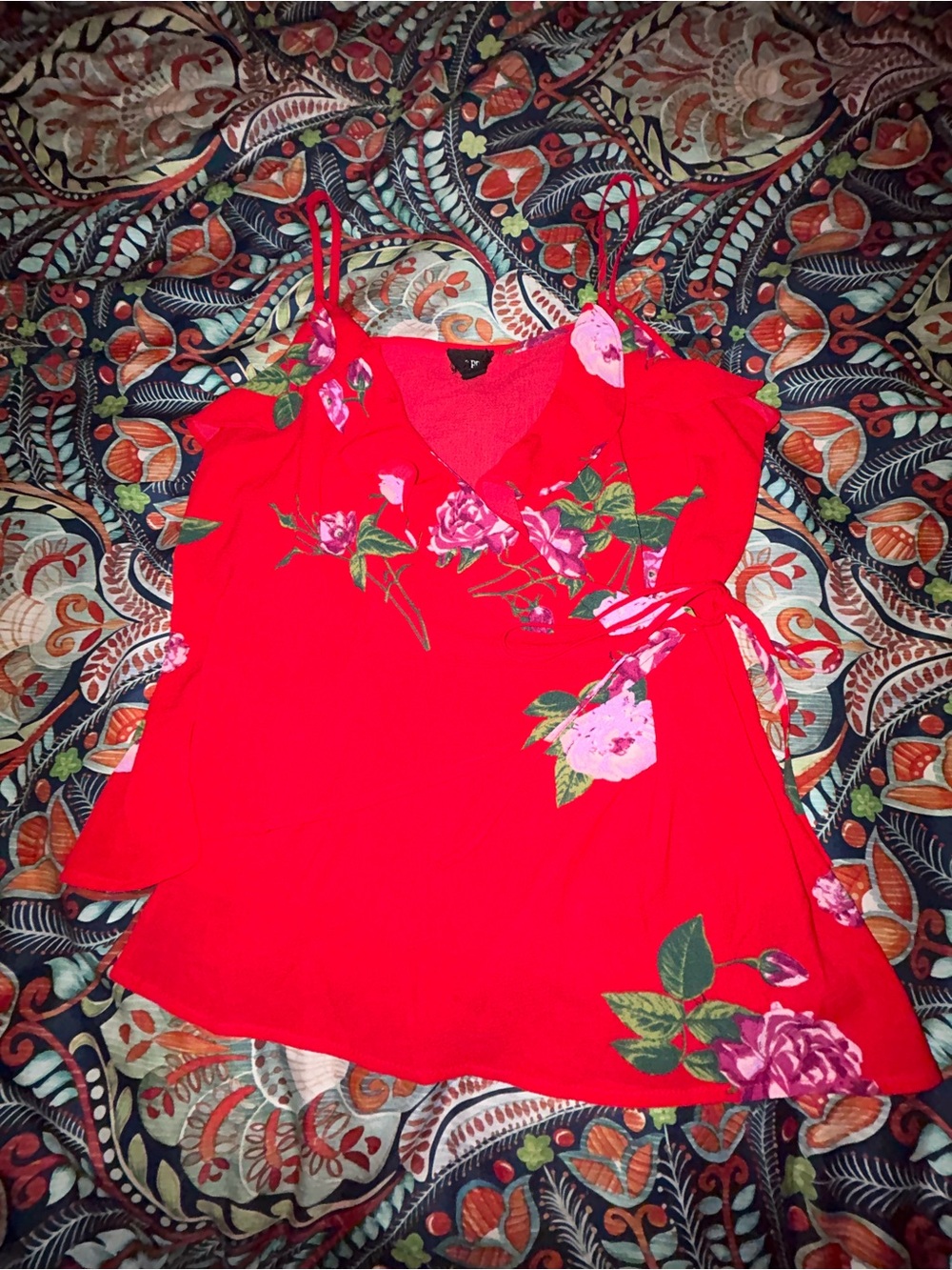 free press (Nordstrom) Red Floral V-Neck Camisole